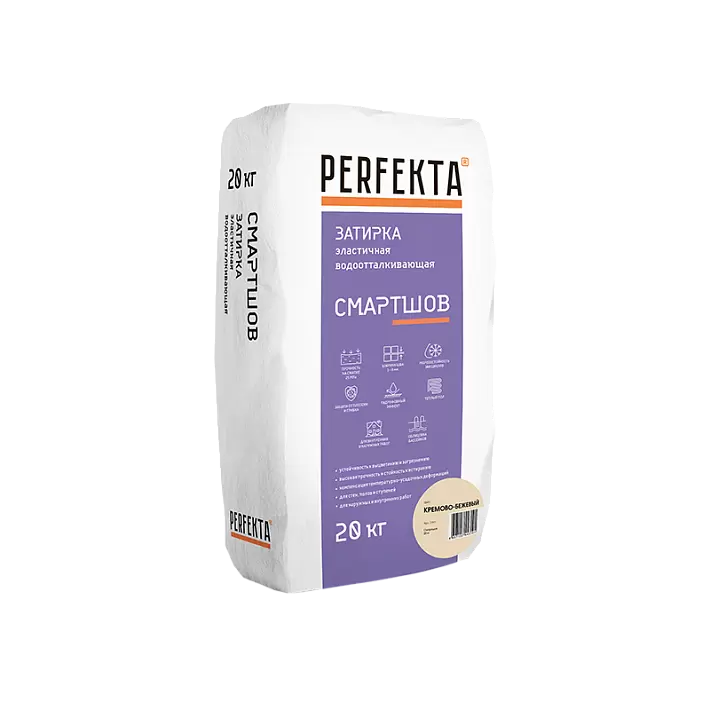 Затирка эластичная водоотталкивающая Perfekta Смартшов кремово-бежевый, 20 кг купить в "Строй-Ресурсе"